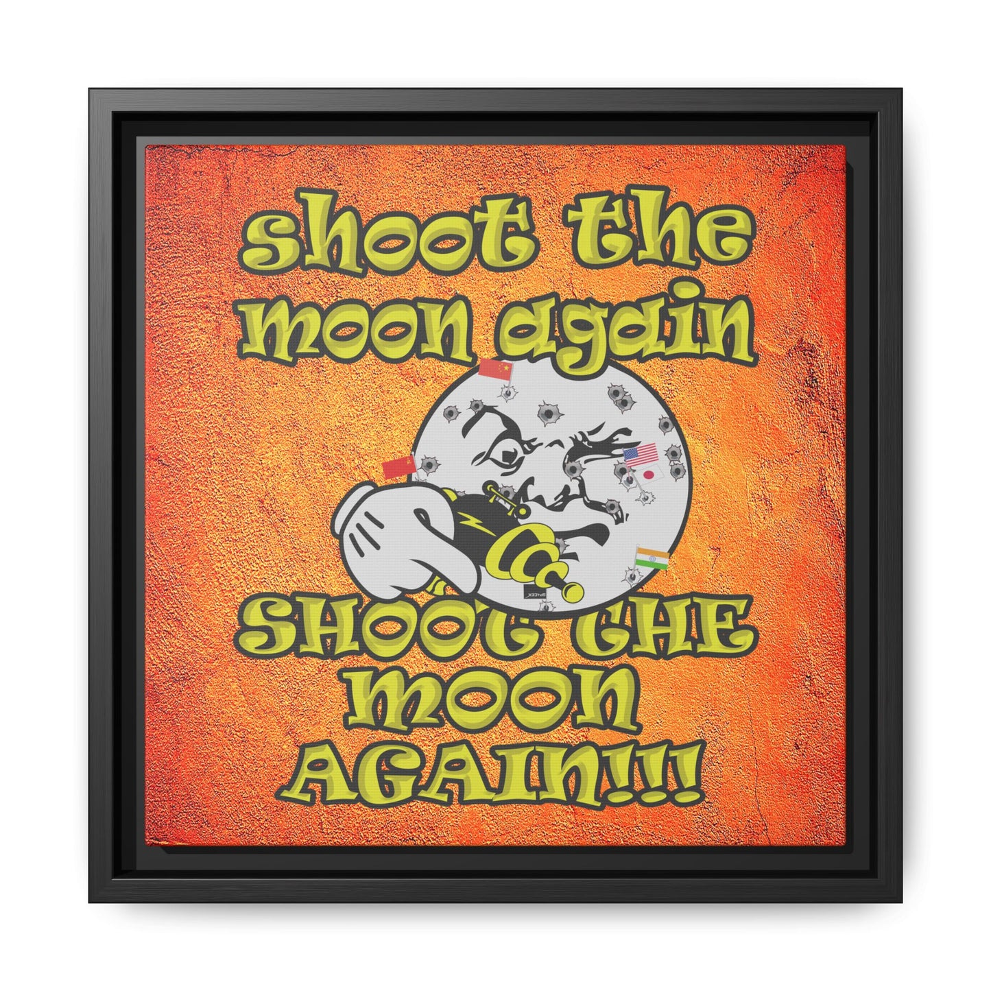 shoot the moon again - framed canvas art (burnt orange)