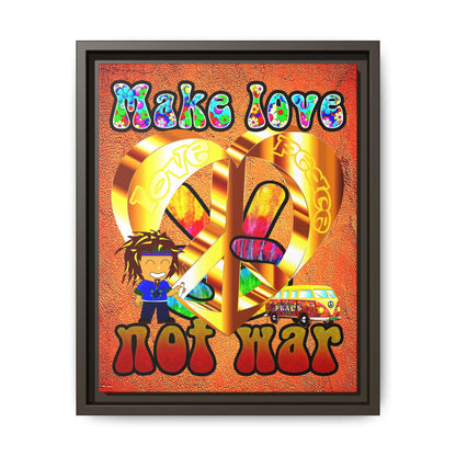 love peace - framed canvas art (burnt orange)