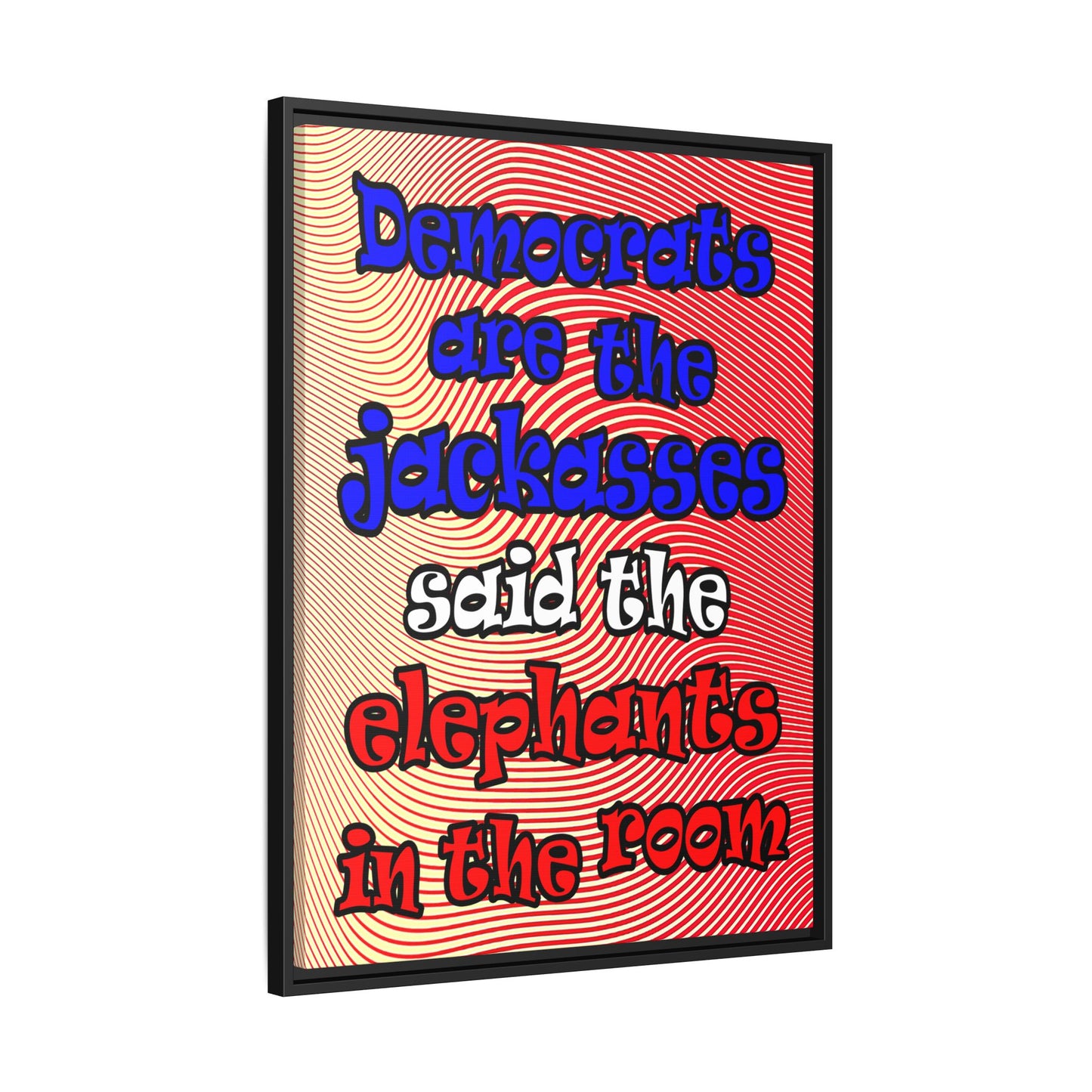 donkeys and elephants - framed canvas art (yellow-orange wave)