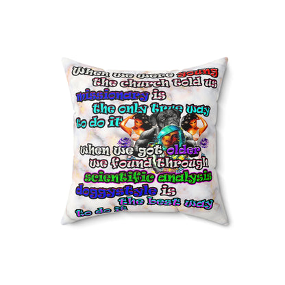 doggystyle - Faux Suede Square Pillow - (white marble)