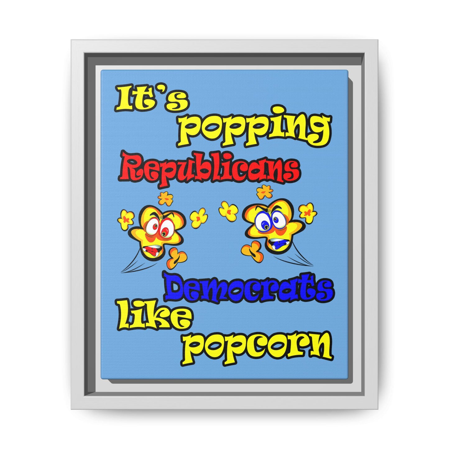 popping like popcorn - framed canvas art (light blue)