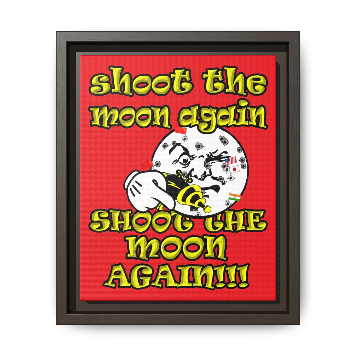 shoot the moon again - framed canvas art (red)