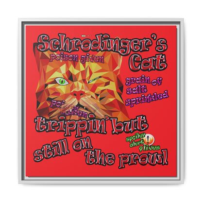 schrodinger's cat - framed canvas art (red)
