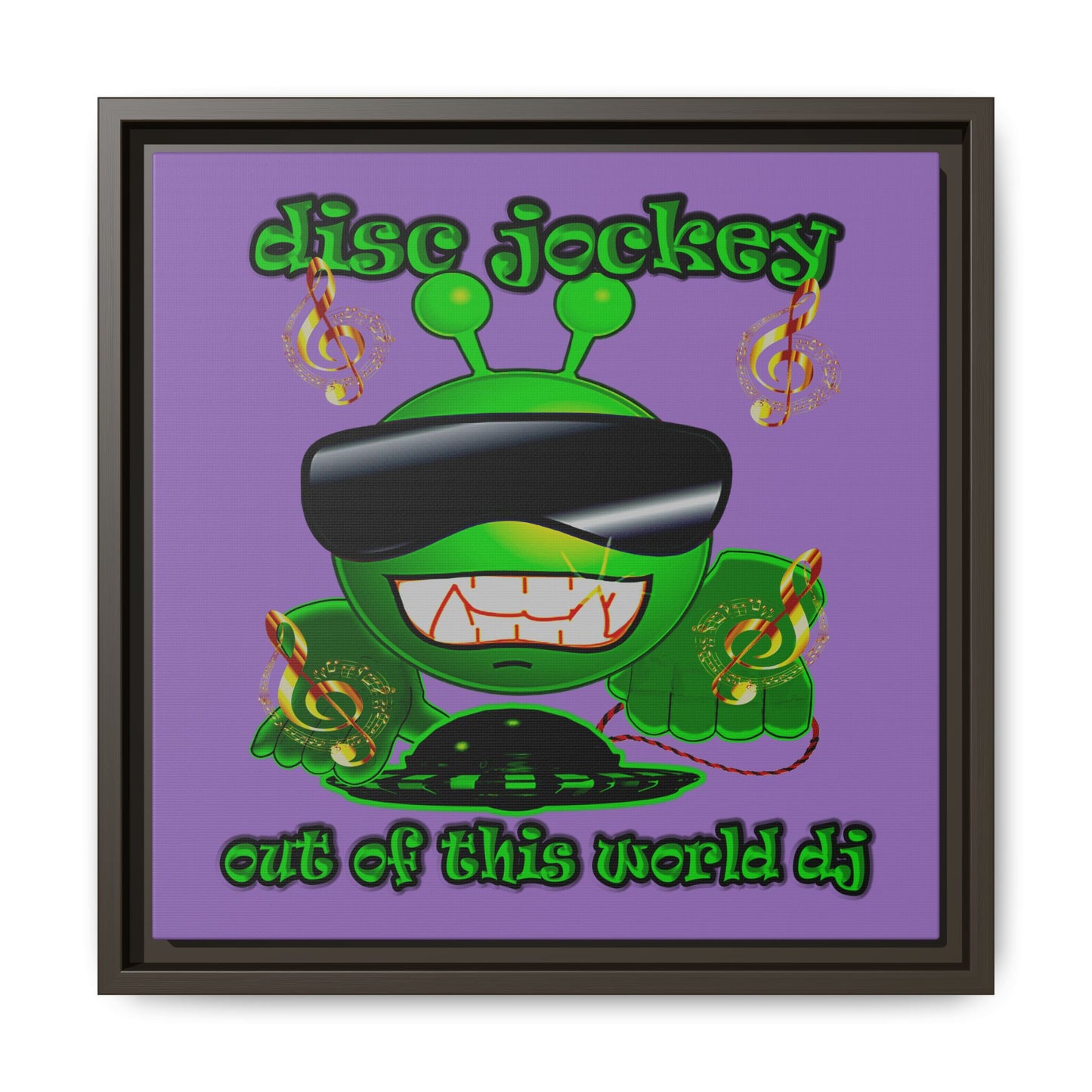 disc jockey - framed canvas art (light purple)