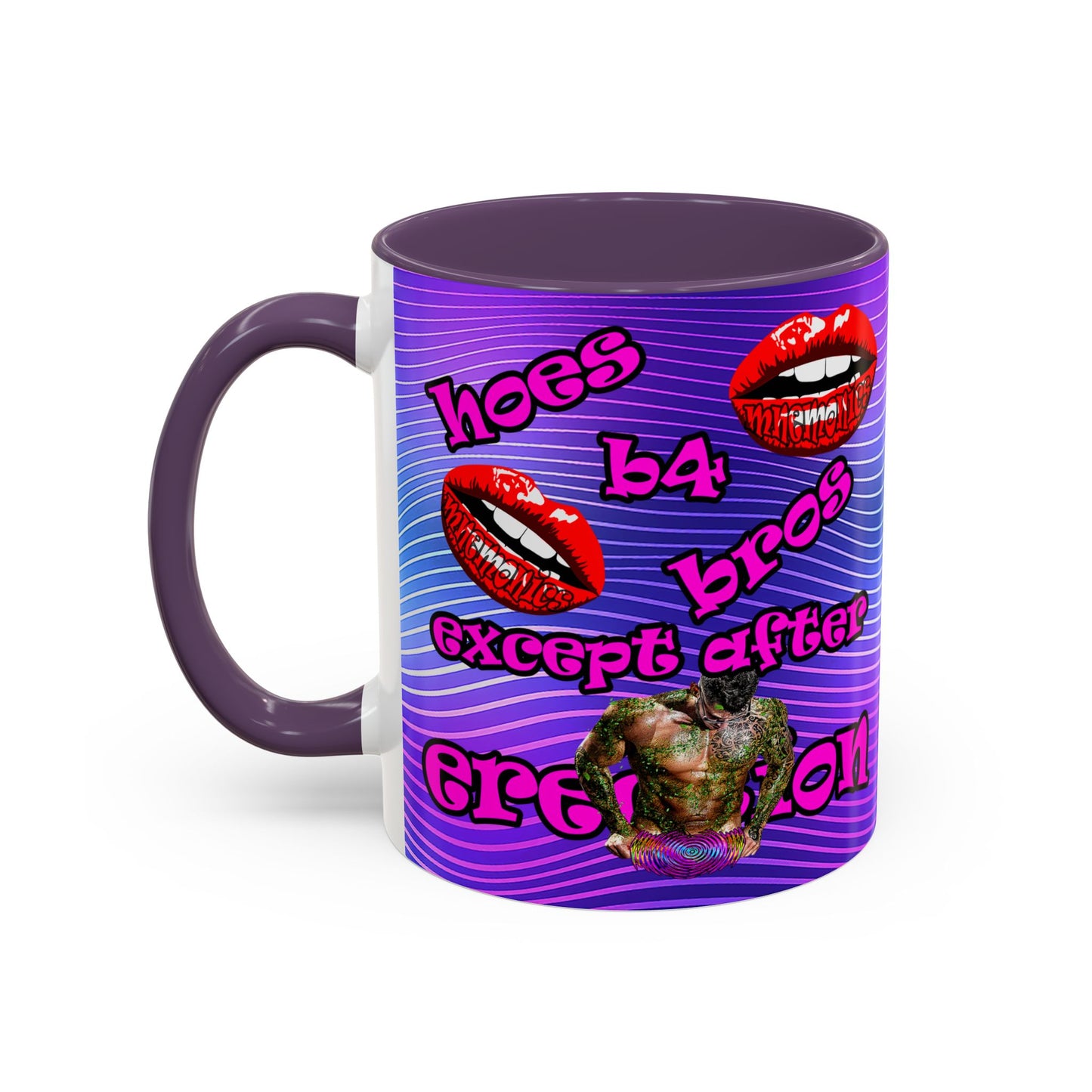 hoes b4 bros - Accent Mug (purple wave)