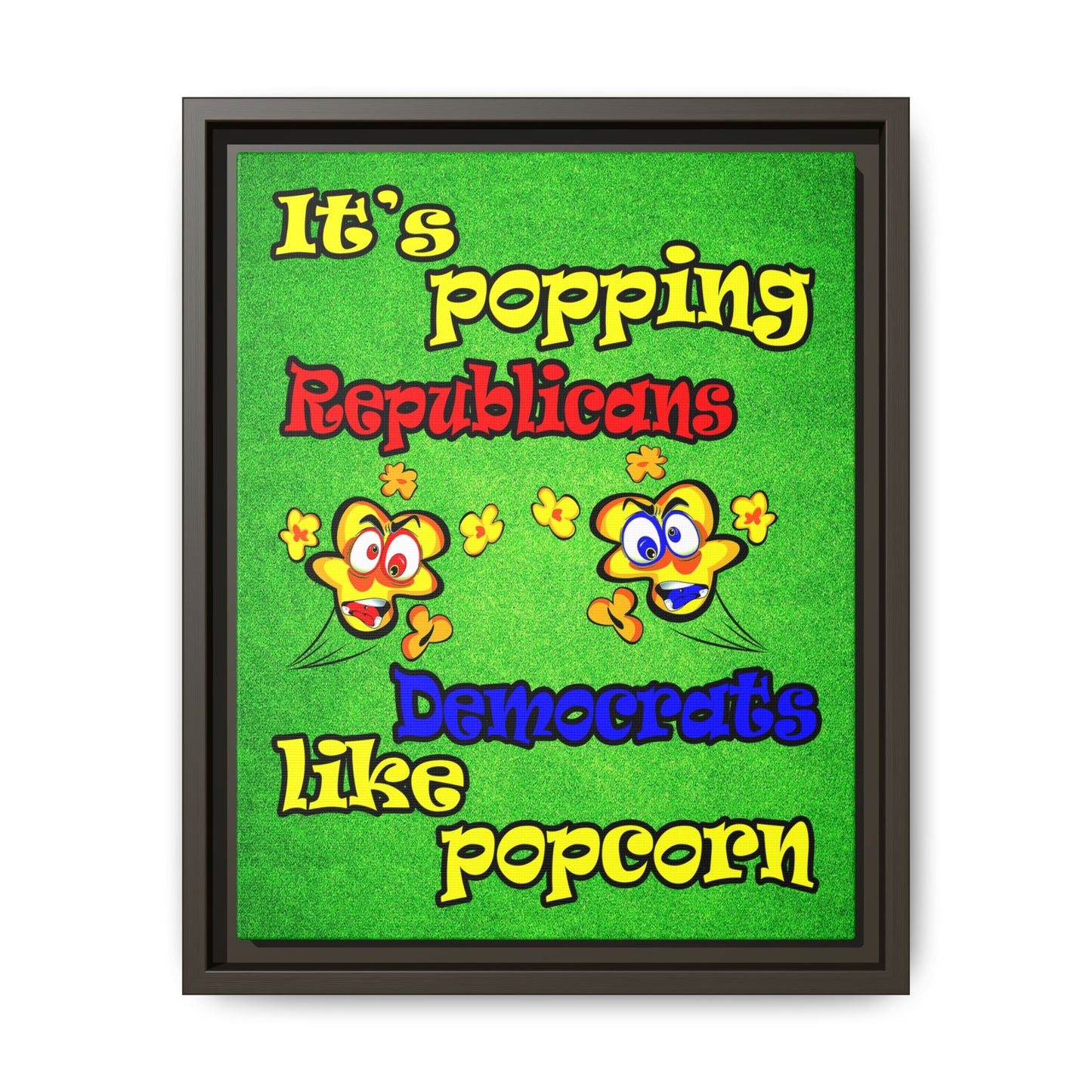 popping like popcorn - framed canvas art (green turf)