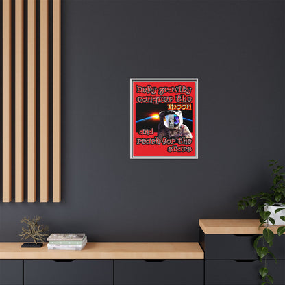 defy conquer reach - framed canvas art (red)