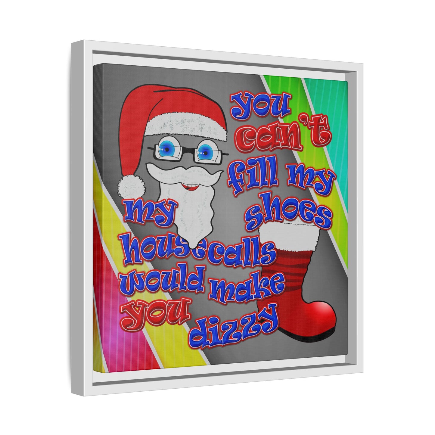 santa's shoes - framed canvas art (rainbow split)