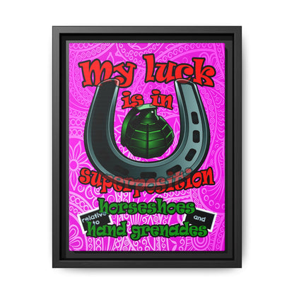 my luck - framed canvas art (pink swirl)