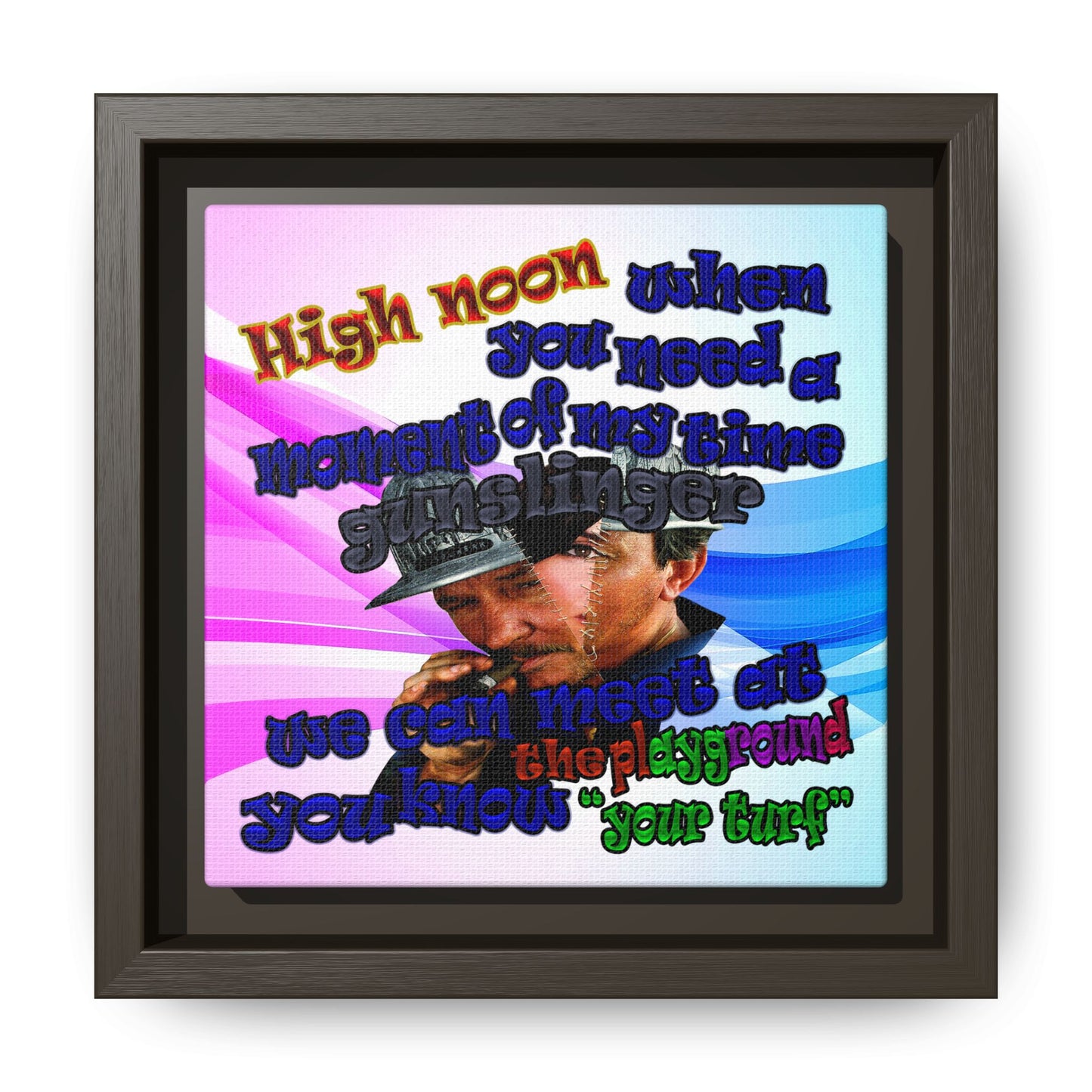 high noon - framed canvas art (light blue-pink wave)