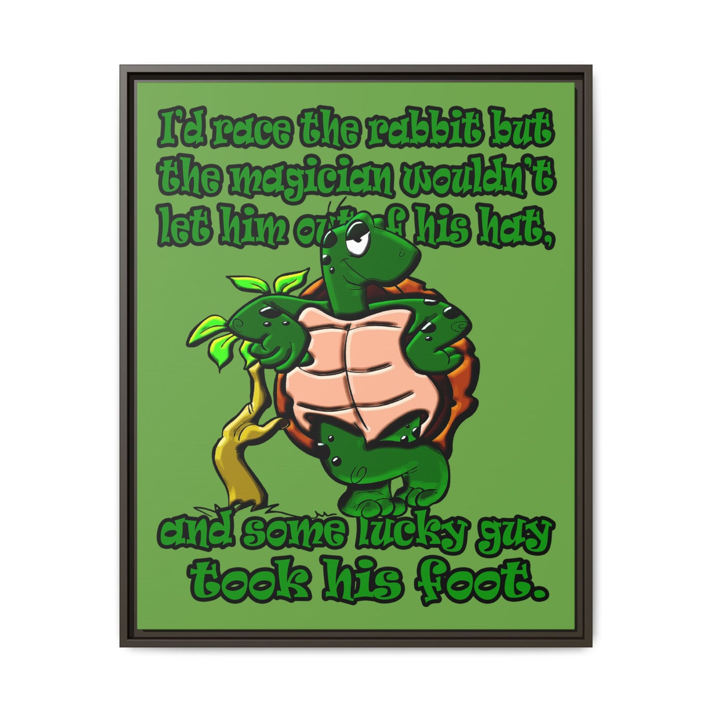 turtle race - framed canvas art (green)