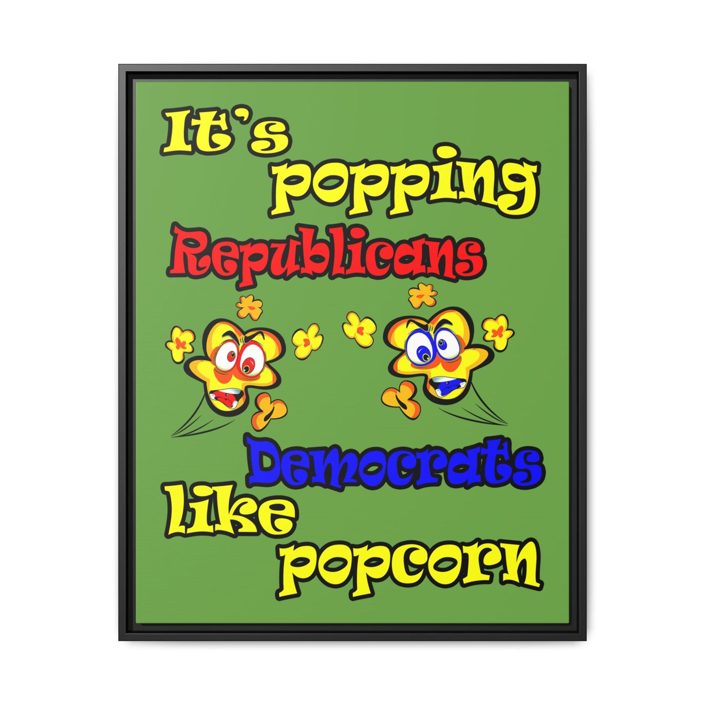 popping like popcorn - framed canvas art (green)