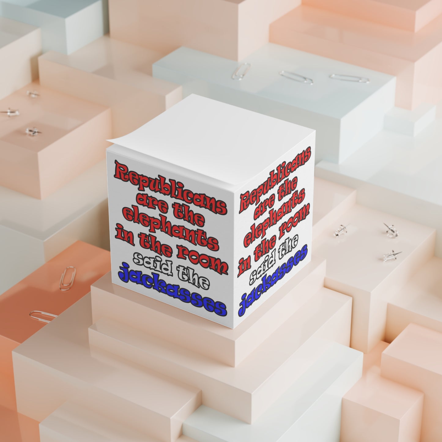donkeys and elephants - note cube (white)