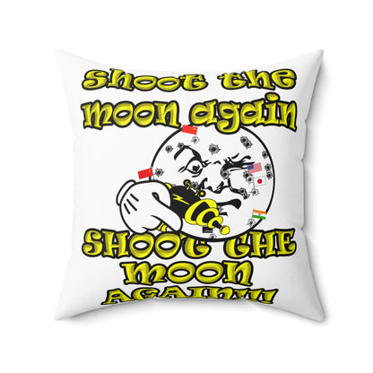 shoot the moon again - Spun Polyester Square Pillow - (white)