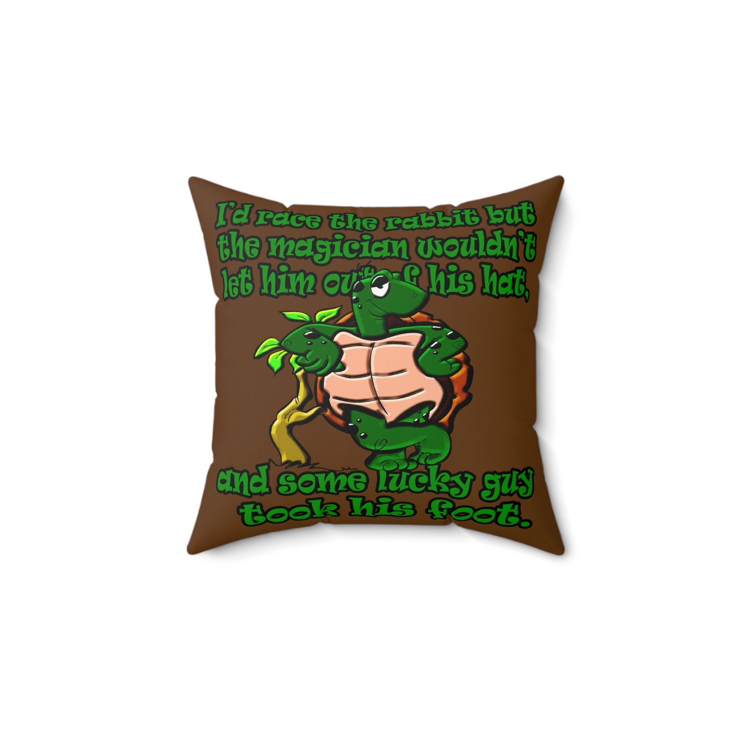 turtle race - Faux Suede Square Pillow - (brown)
