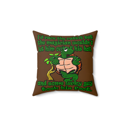 turtle race - Faux Suede Square Pillow - (brown)