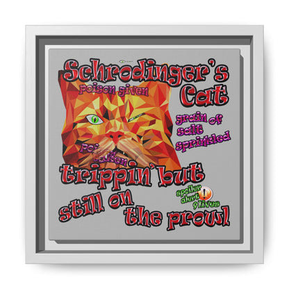 schrodinger's cat - framed canvas art (light grey)