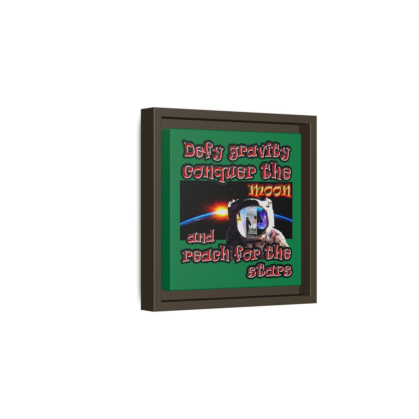defy conquer reach - framed canvas art (dark green)