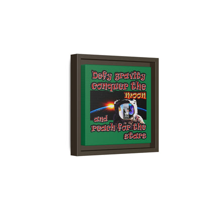 defy conquer reach - framed canvas art (dark green)