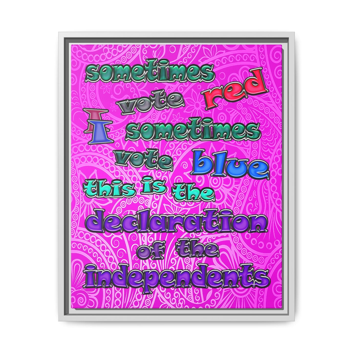 declaration of the independents - framed canvas art (pink swirl)