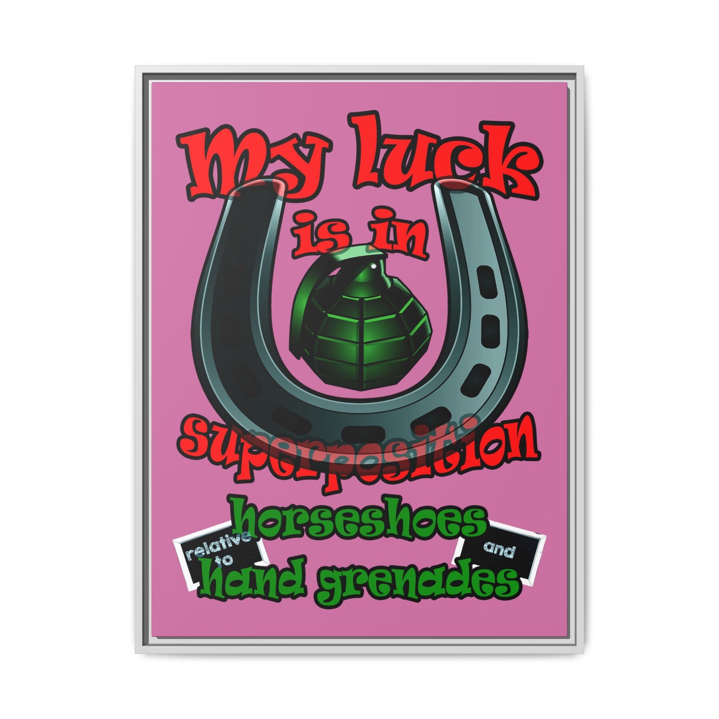 my luck - framed canvas art (light pink)