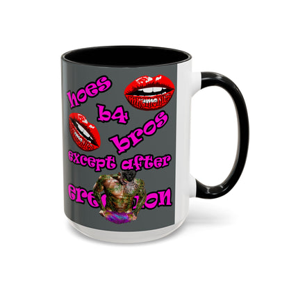 hoes b4 bros - Accent Mug (dark grey)