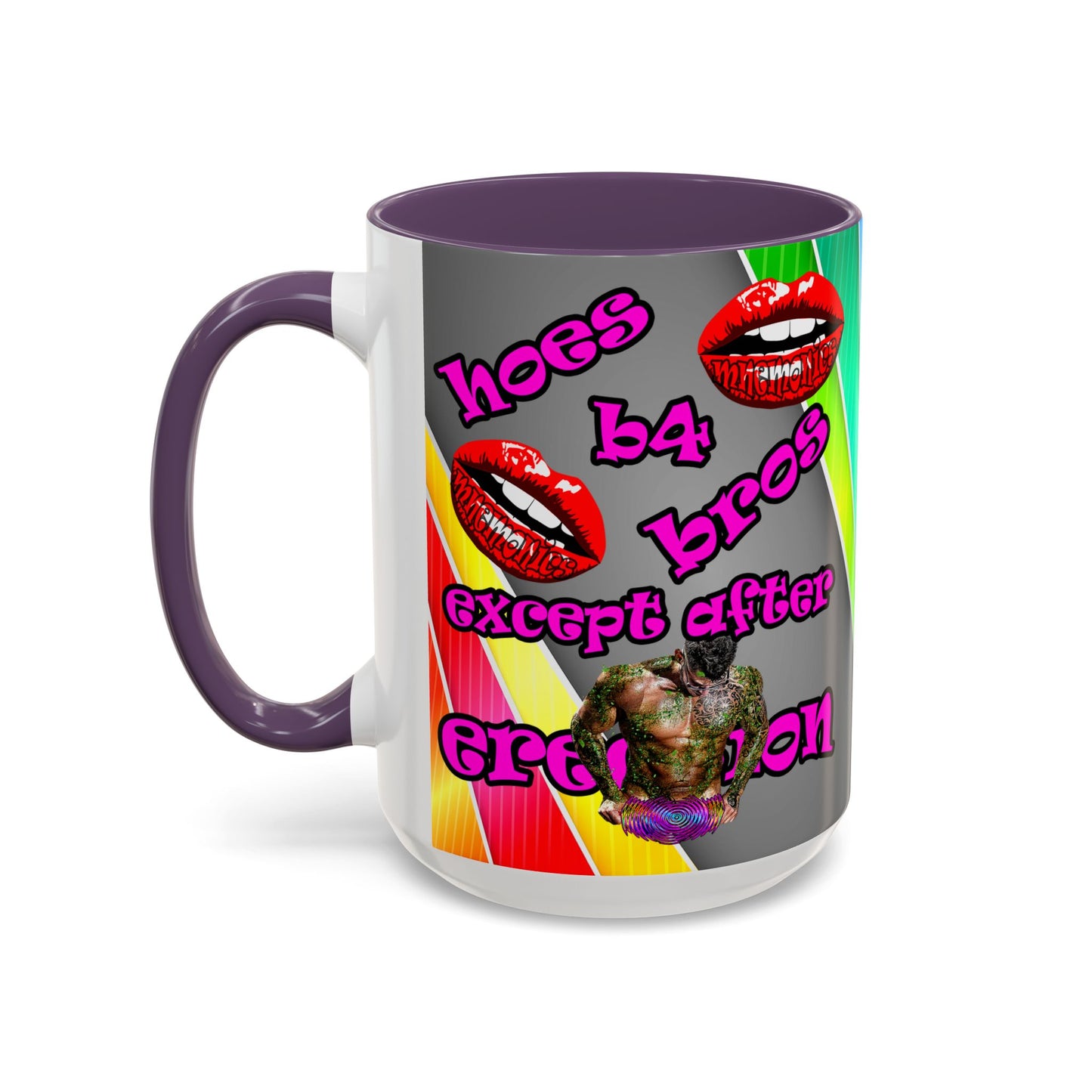 hoes b4 bros - Accent Mug (rainbow split)