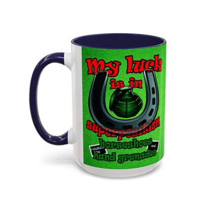 my luck - Accent Mug (green turf)
