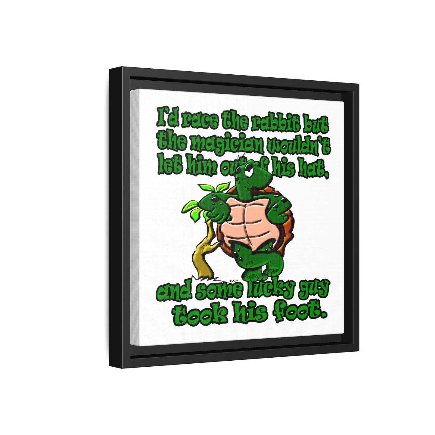 turtle race - framed canvas art (white)