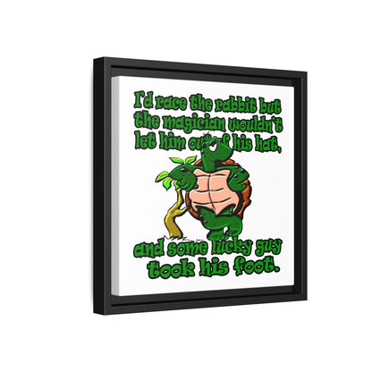 turtle race - framed canvas art (white)