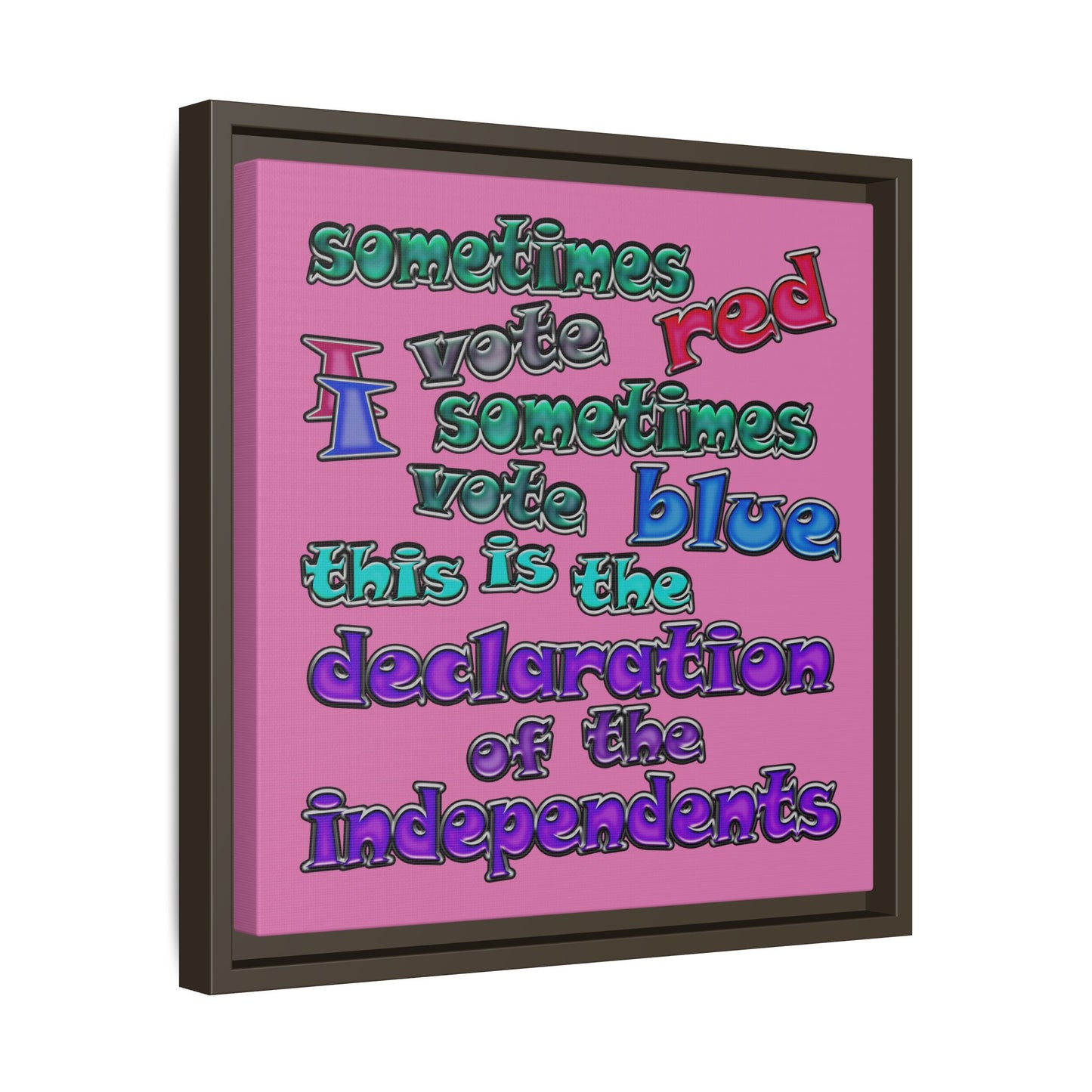 declaration of the independents - framed canvas art (light pink)