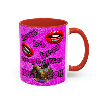 hoes b4 bros - Accent Mug (pink swirl)