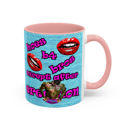 hoes b4 bros - Accent Mug (faded blue)