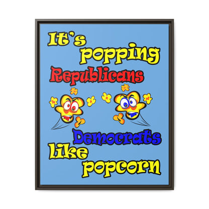 popping like popcorn - framed canvas art (light blue)