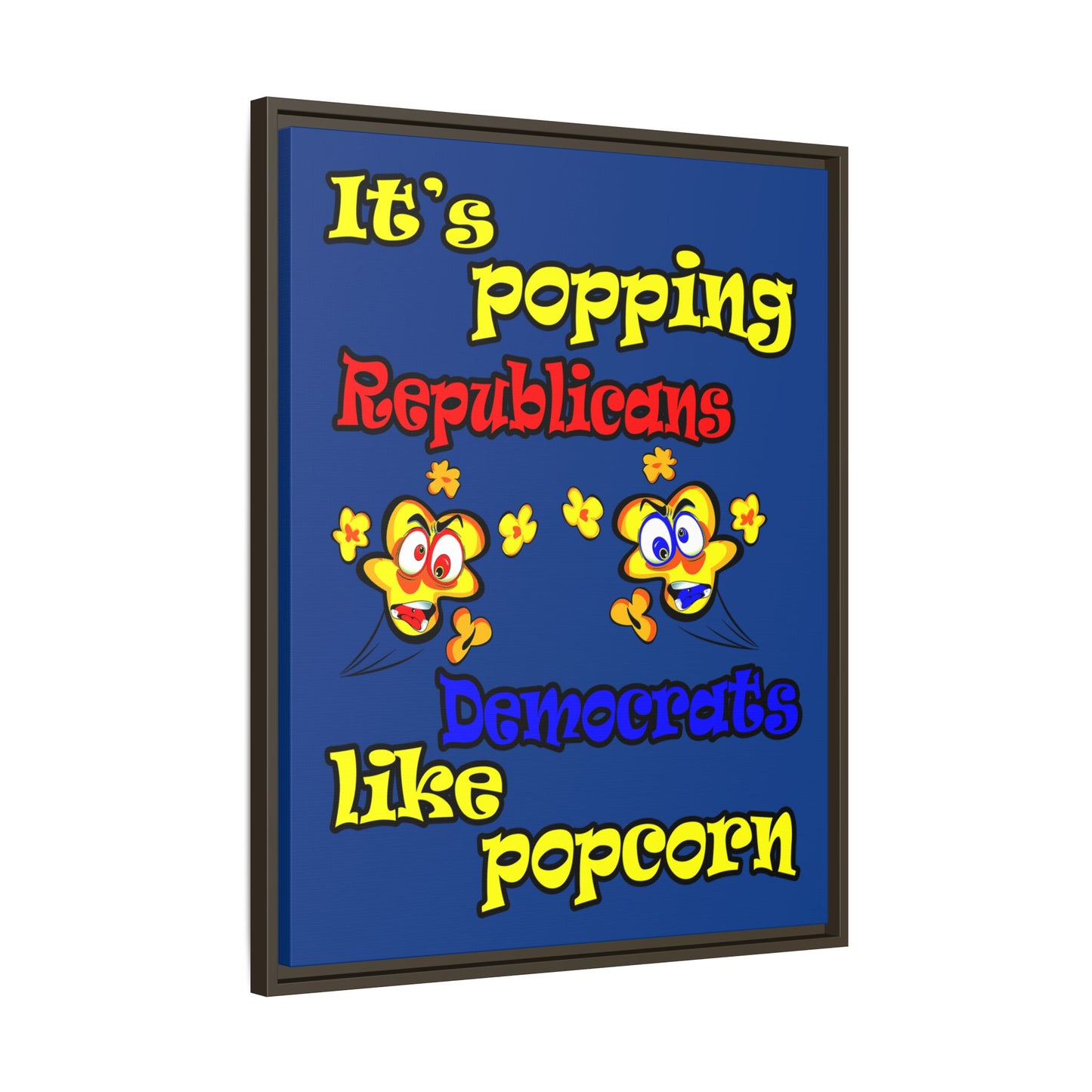 popping like popcorn - framed canvas art (dark blue)