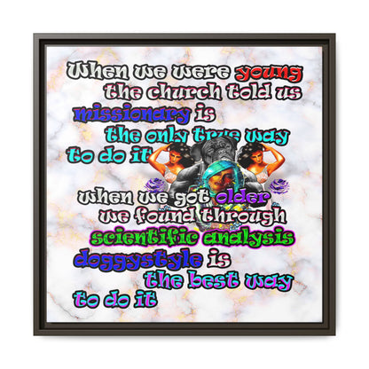 doggystyle - framed canvas art (white marble)