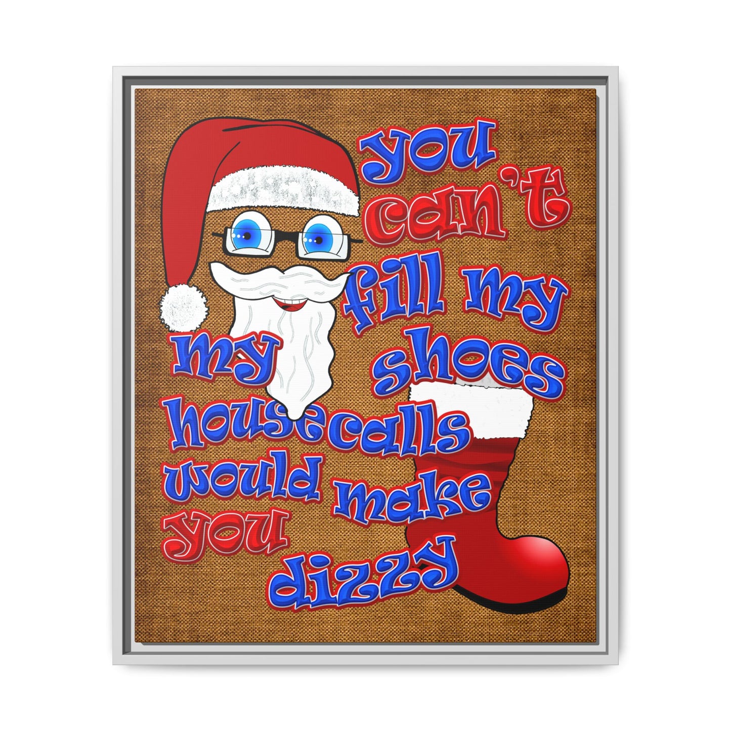 santa's shoes - framed canvas art (brown papyrus)