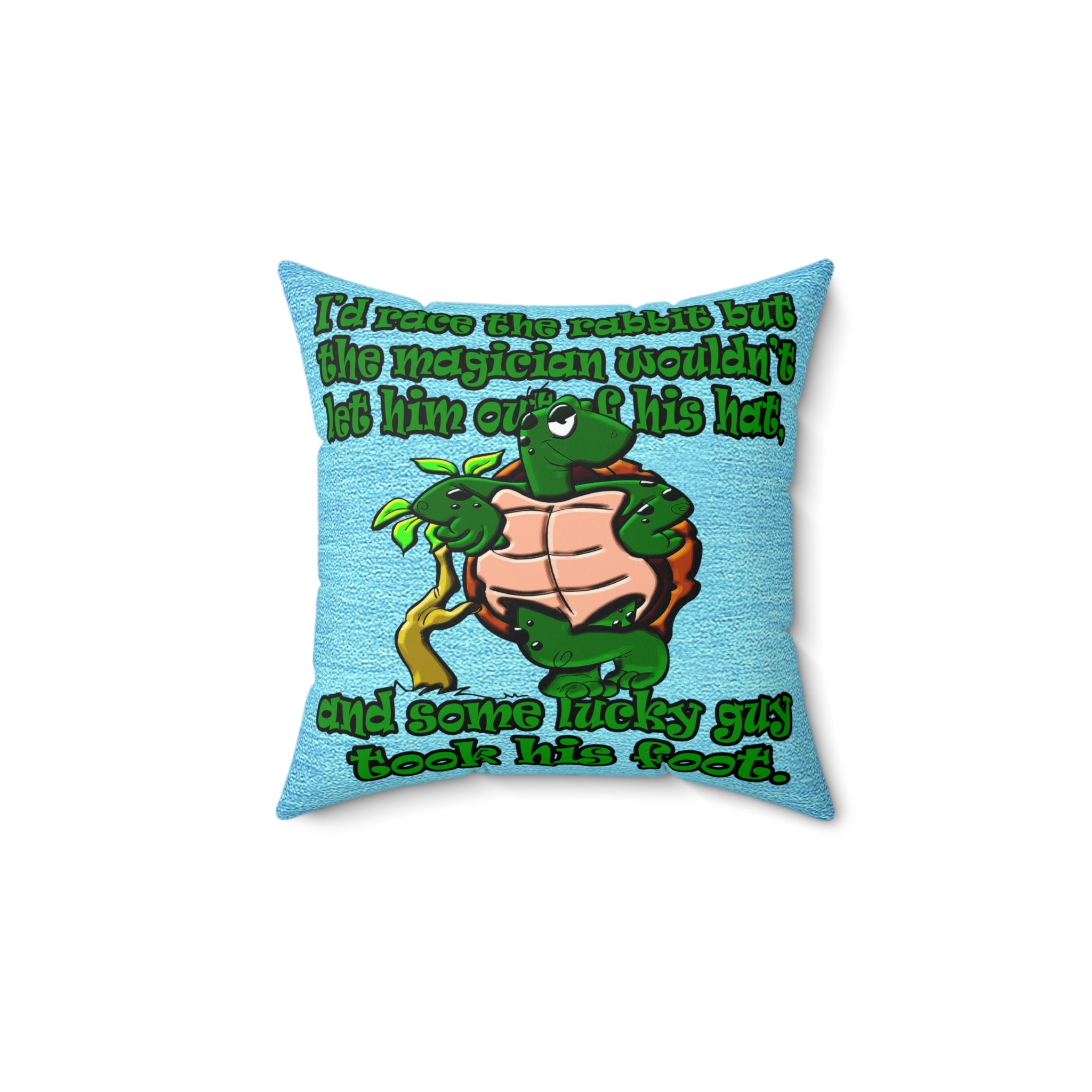 turtle race - Spun Polyester Square Pillow - (faded dark blue)