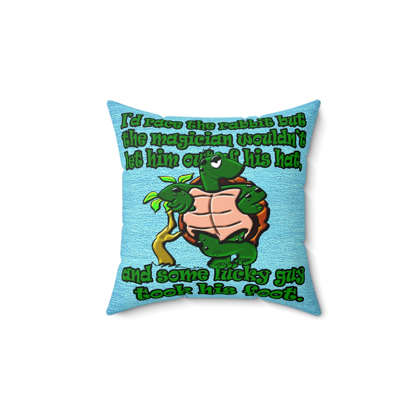 turtle race - Spun Polyester Square Pillow - (faded dark blue)