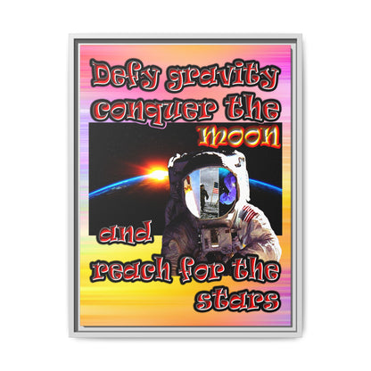 defy conquer reach - framed canvas art (color blur)