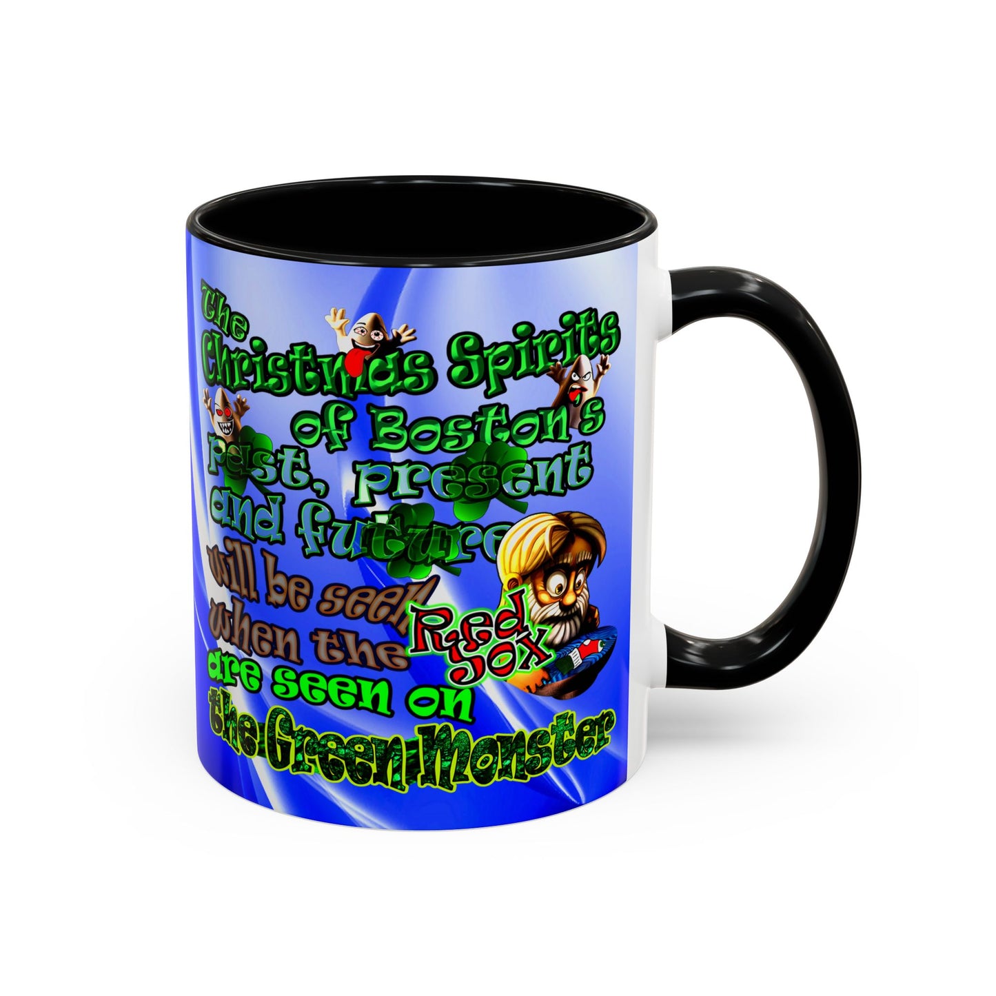 christmas spirits of boston - Accent Mug (blue-white wave)