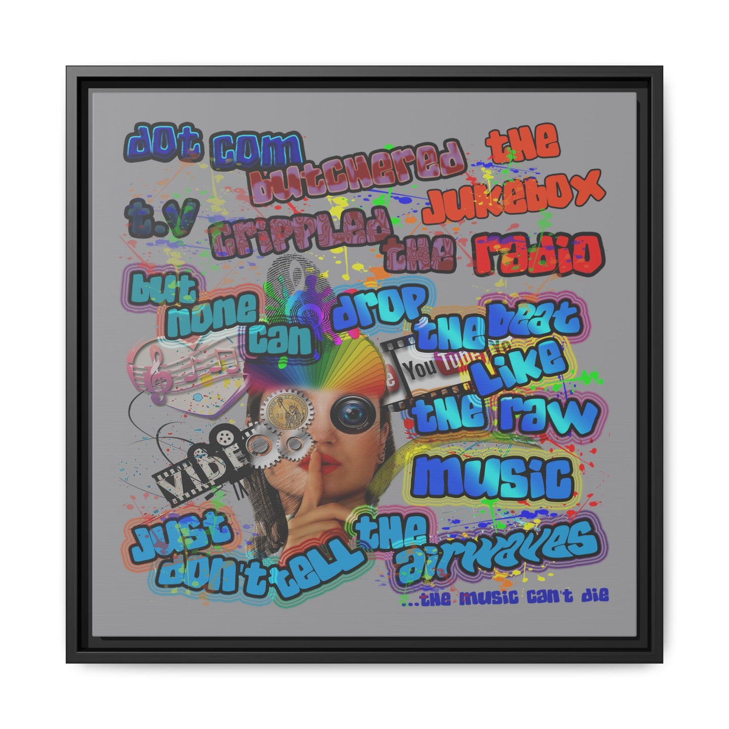 drop the beat - framed canvas art (grey)