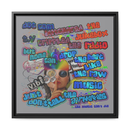 drop the beat - framed canvas art (grey)