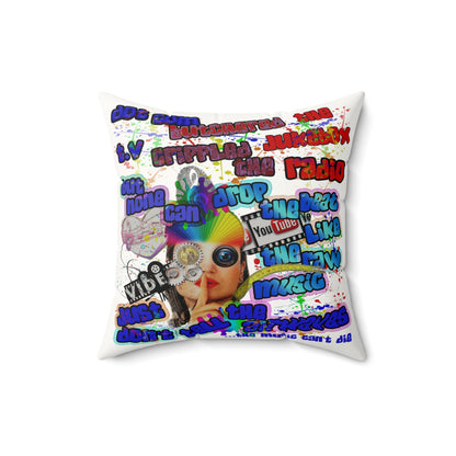 drop the beat - Faux Suede Square Pillow - (white)