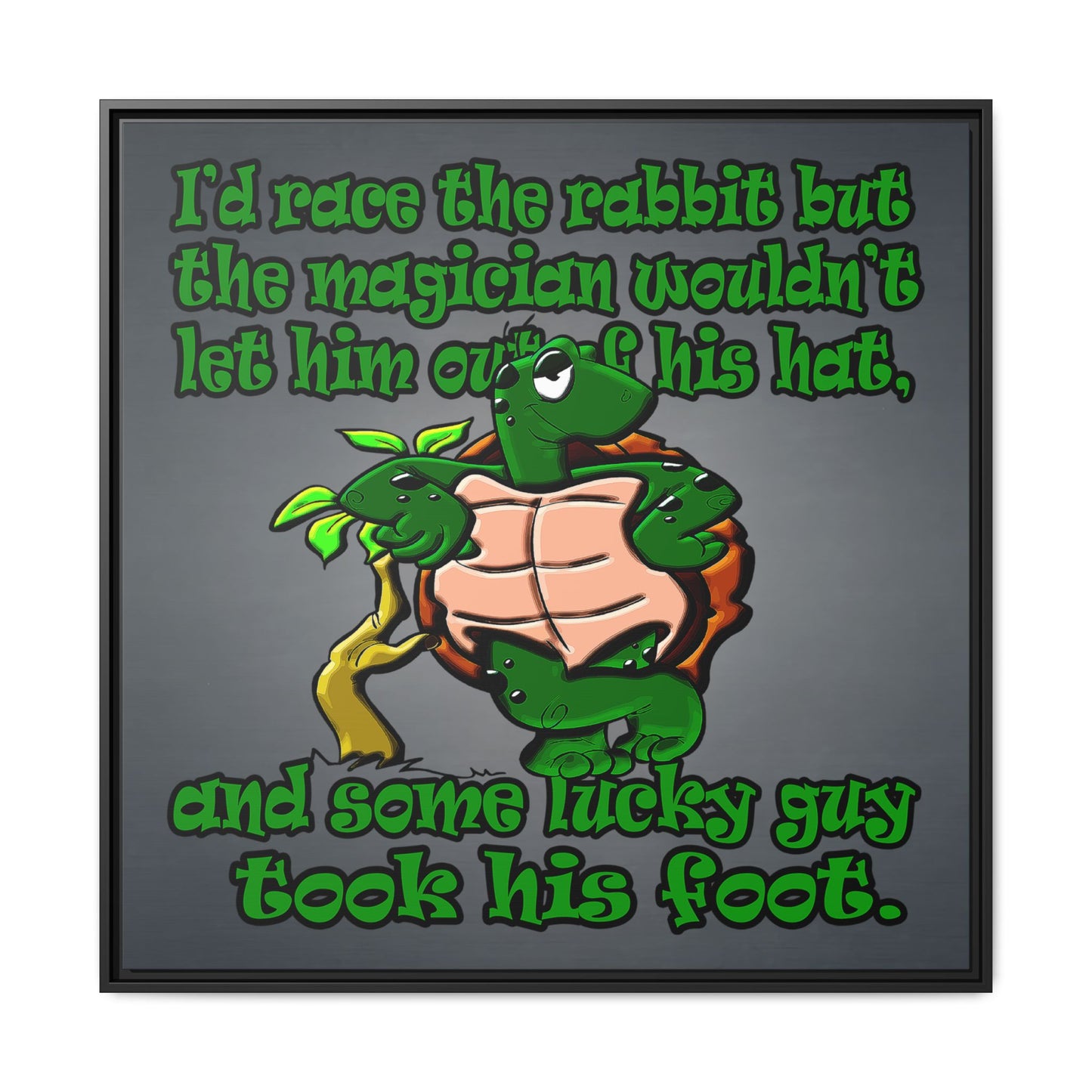 turtle race - framed canvas art (grey-light grey)