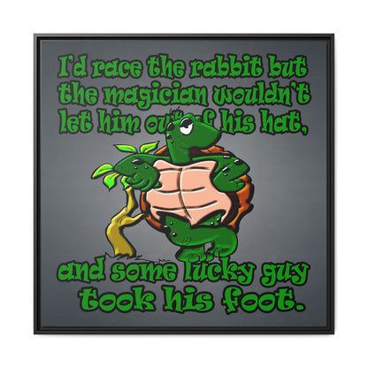 turtle race - framed canvas art (grey-light grey)