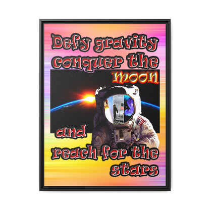defy conquer reach - framed canvas art (color blur)