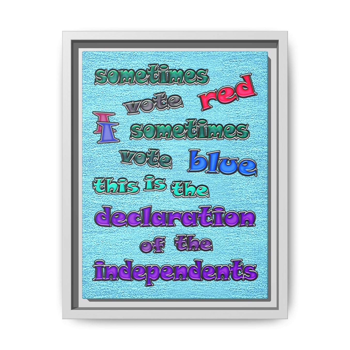 declaration of the independents - framed canvas art (faded blue)