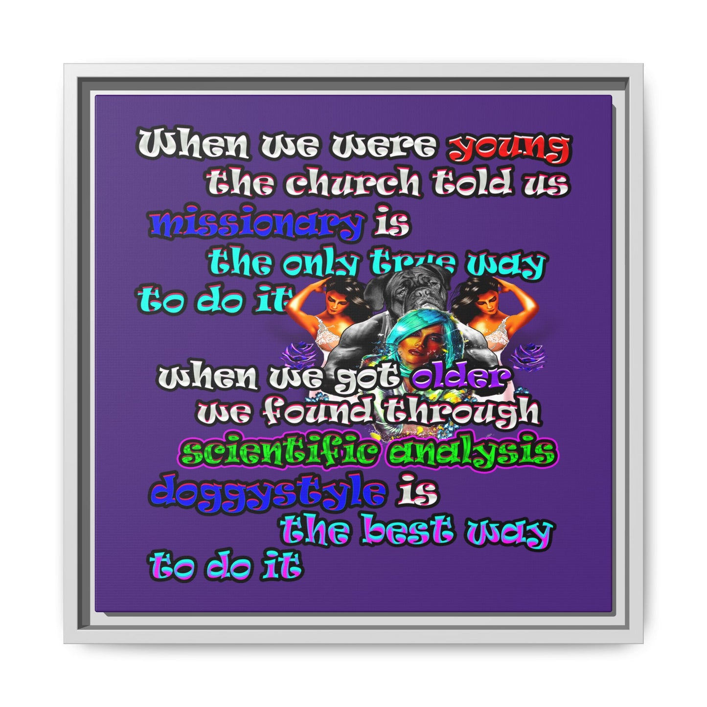 doggystyle - framed canvas art (purple)