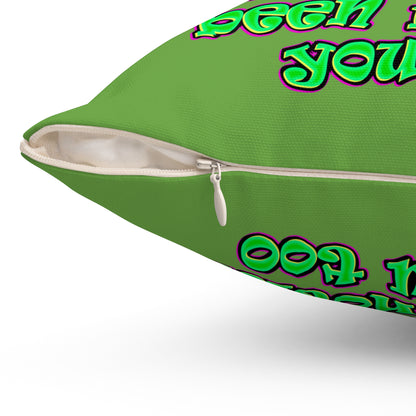 noticed you noticing - Spun Polyester Square Pillow - (green)